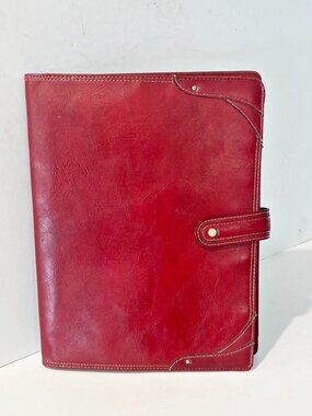 Vintage Liz Claiborne Leather Portfolio Organizer Notebook Burgundy Leather Case
